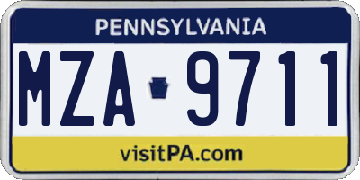 PA license plate MZA9711
