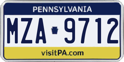 PA license plate MZA9712
