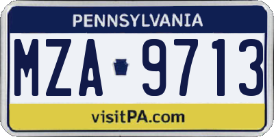 PA license plate MZA9713