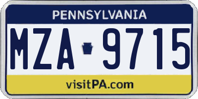PA license plate MZA9715
