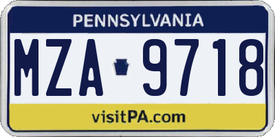 PA license plate MZA9718