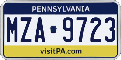 PA license plate MZA9723
