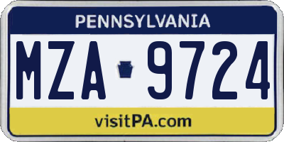 PA license plate MZA9724