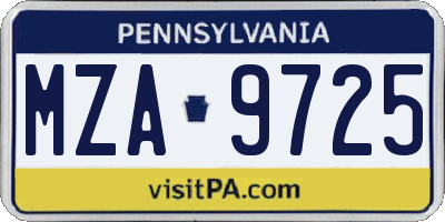 PA license plate MZA9725