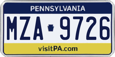 PA license plate MZA9726