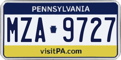 PA license plate MZA9727
