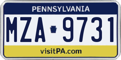 PA license plate MZA9731