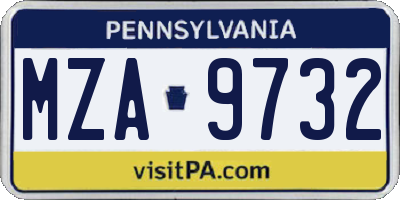 PA license plate MZA9732