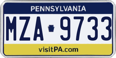 PA license plate MZA9733