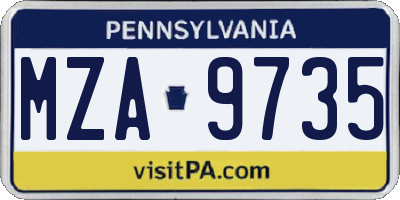 PA license plate MZA9735