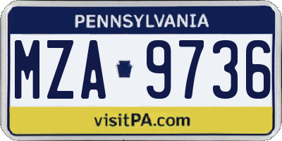 PA license plate MZA9736