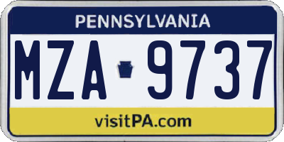 PA license plate MZA9737