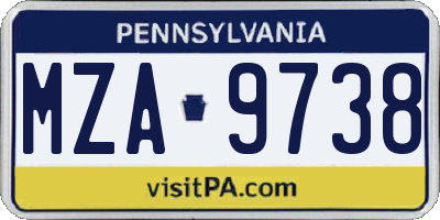 PA license plate MZA9738