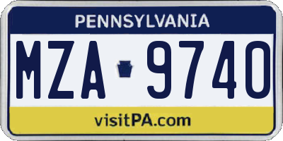PA license plate MZA9740