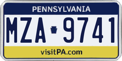 PA license plate MZA9741