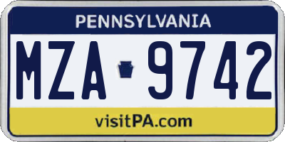 PA license plate MZA9742