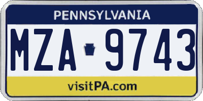 PA license plate MZA9743