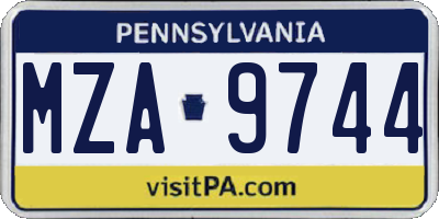 PA license plate MZA9744