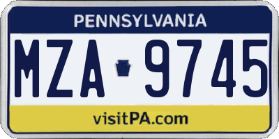 PA license plate MZA9745