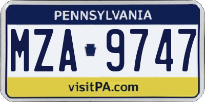 PA license plate MZA9747