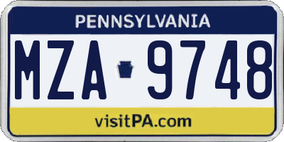 PA license plate MZA9748