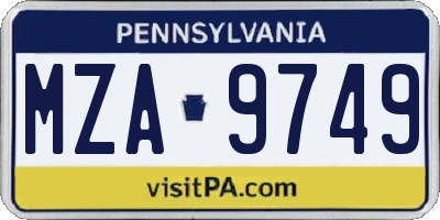 PA license plate MZA9749