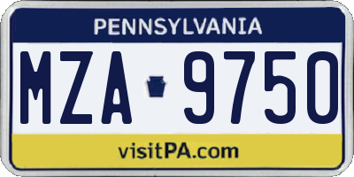 PA license plate MZA9750