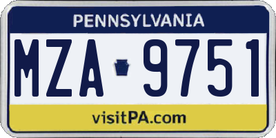PA license plate MZA9751