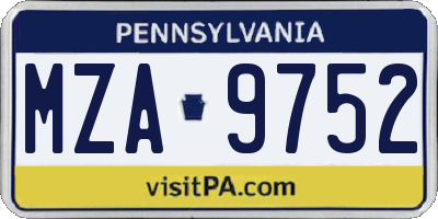 PA license plate MZA9752
