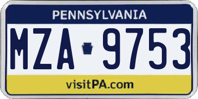 PA license plate MZA9753