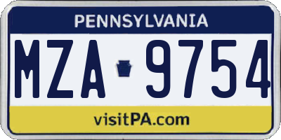 PA license plate MZA9754