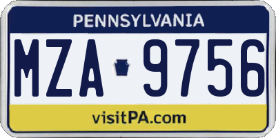 PA license plate MZA9756