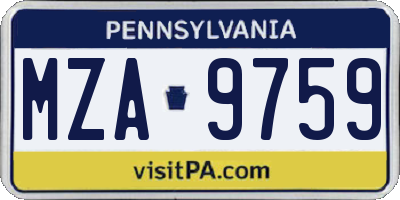 PA license plate MZA9759