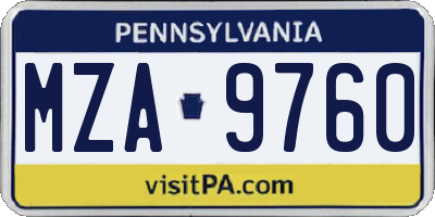 PA license plate MZA9760