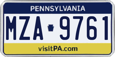 PA license plate MZA9761