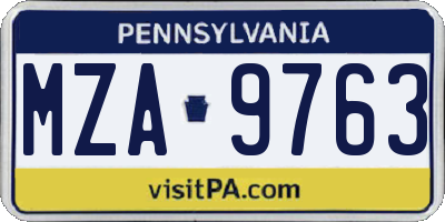 PA license plate MZA9763
