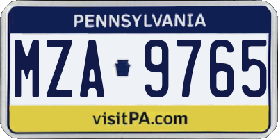 PA license plate MZA9765
