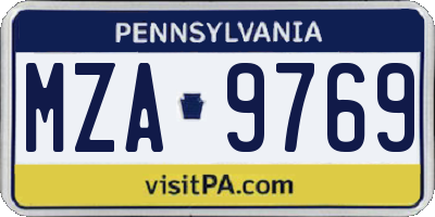 PA license plate MZA9769
