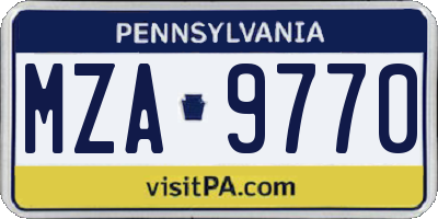 PA license plate MZA9770