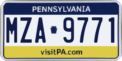PA license plate MZA9771