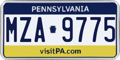 PA license plate MZA9775