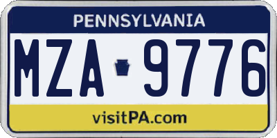 PA license plate MZA9776