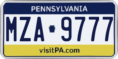 PA license plate MZA9777