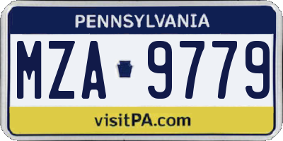 PA license plate MZA9779