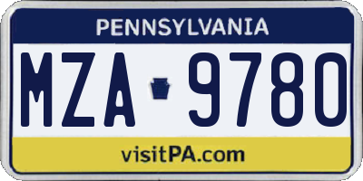 PA license plate MZA9780