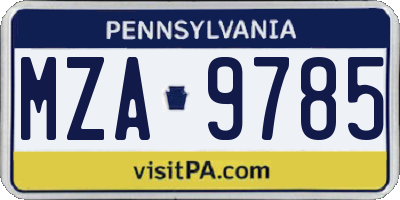 PA license plate MZA9785