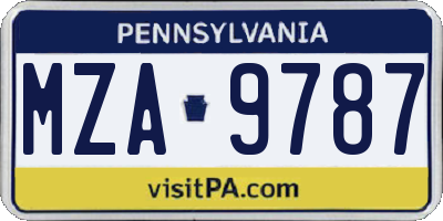 PA license plate MZA9787