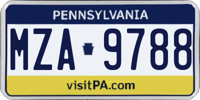 PA license plate MZA9788