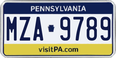 PA license plate MZA9789
