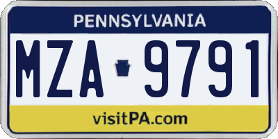 PA license plate MZA9791